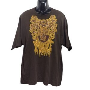 Malefice Band Tee Brown Size 2XL Owl Emblem T-shirt Heavy Metal Music